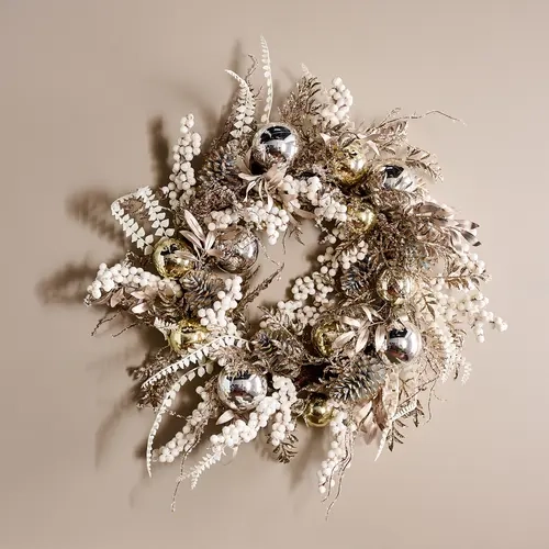 Home Reflections 28" Frosted Metallic Holiday Wreath