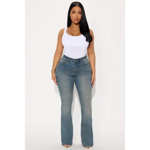Classic Compression Stretch Flare Jeans - Vintage Wash