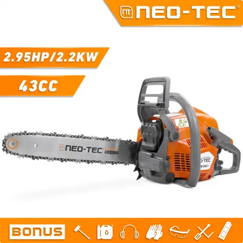 NEOTEC 43cc Gas Chainsaw, NH843 Powerhead with 16 Inch Guide Bar and Chain, Power Chain Saw 2.95HP 22KW 16 Inch Gasoline Chainsaws