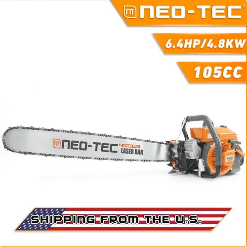 NEOTEC NS8105 105cc Gasoline Chainsaw 4.8KW 6.5HP 2-Cycle Power Head with Magnesium Alloy Body & NGK Sparking Plug for 36'' Guide Bar Chain