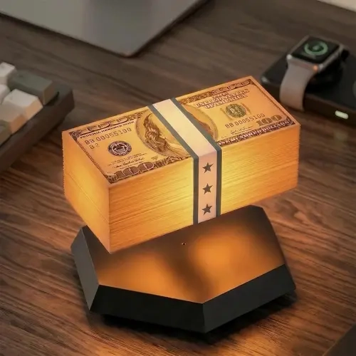 Magnetic Levitating LED Lamp Ornament - 3D Printed Man Cave Gadget with Contact-Free Floating Mechanism, 5.9x5.9in Minimalist Base, USB Port, DC Power Supply, Futuristic Desk Art, Unique Room Decor, Men's Room Accessories, Unique Gift