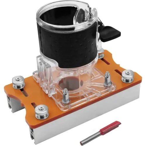 GJANSH 2 in 1 Invisible Fastener Slotting Bracket, Woodworking Router Base, Mortising Jig, Wood Trimmer Router Tool, Slotted Base & Fastening Bracket for 65mm Fixed Trimming Machine