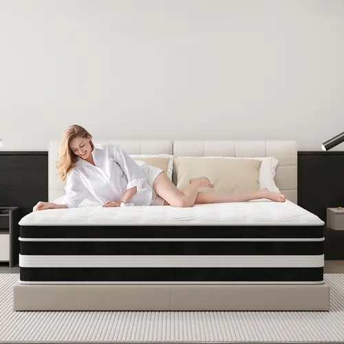 FVBEAYA Foldable Hybrid Mattress - 10/12/14 in Individually Wrapped Pocket Springs, Ergonomic Medium Firm, Pressure Relief, Motion Isolation - Twin, Full, Queen, Kingsize Sizes, Mattress Queen Size