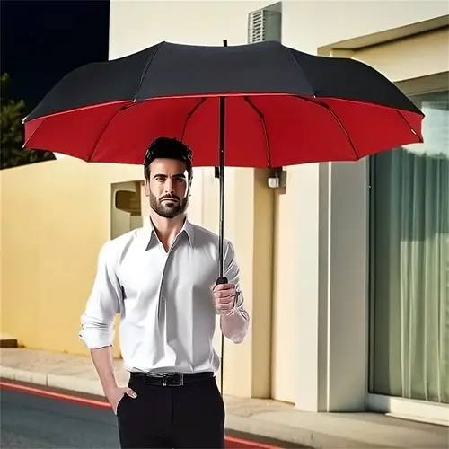 Luxury Business Umbrella, Windproof Sunscreen Folding Umbrella, Automatic Open, Double Layer 10 Rib Design, Lightweight & Portable, Portable Foldable Umbrella