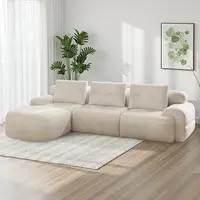 [DealsForYouDays - 2 PKGS] 112'' Modular Sectional Sofa Couch with Chaise, Full-Foam Structure, Compression Packaging Design, Woven Texture Upholstery, Oversized Modern Sofa for Living Room,Gifts for the Whole Family: Husband & Wife, Mom & Dad summe
