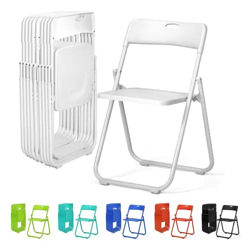 Karlhome Portable Folding Plastic Chairs (4/6/10-Pack, 4 Pack Included), Sturdy Reinforced Metal Frame, 300LBS Capacity, Lightweight Fold-Flat Design, Space-Saving, Outdoor-Ready, 6 Colors for Patio, Party Use, Portable Folding Chair
