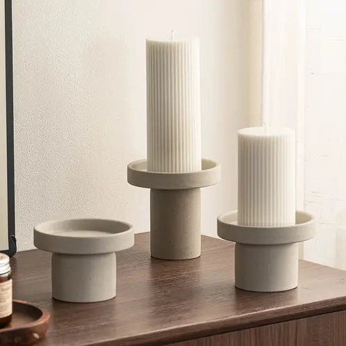 CEEFU Vintage Minimalist 3-Candle Capacity Ceramic Romantic Candleholder - 1200°C Fired Natural Clay, Grain Texture, Drip-Safe, Heat-Resistant, Sturdy, Furniture-Protecting Aesthetic Home Decor for Dinners, Weddings (Candles Not Included, Home Goods)