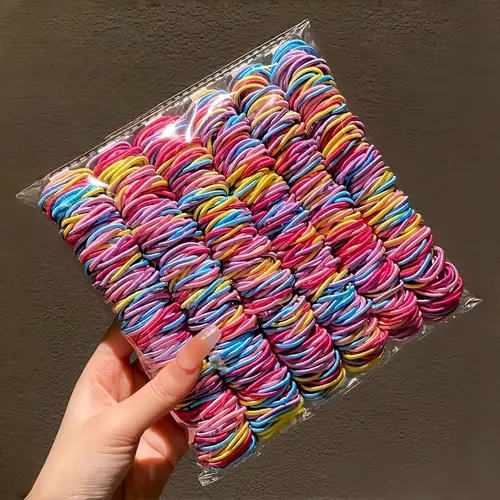 Kids' 500Pcs Polyester Seamless Hair Elastics - Colorful, No-Snag, Gentle Accessory for 10-11 Years Girls' Braids, Everyday Use (Colorful Hair Accessories)