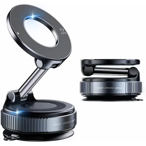 GUCCQUEEN Magnetic Car Phone Holder - Strong Vacuum Suction Cup, Foldable Auto Accessories Interior, Hands Free Driving Car-Mounted Mounts & Holders for Dashboard, Compatible with All Smartphones & Vehicles