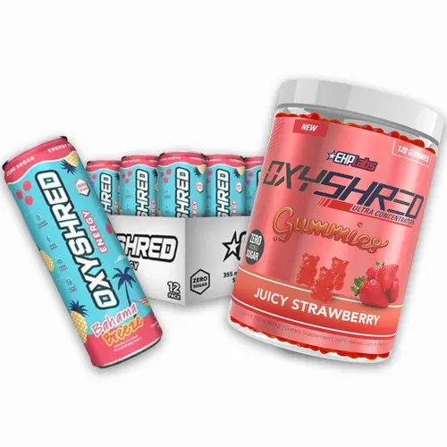 EHPlabs OxyShred Hot Girl Kit – Energy Gummies + Zero Sugar Energy Drink 12-Pack | On-The-Go Energy & Focus Support