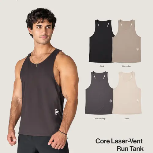 Haus | Core Laser-Vent Run Tank | Breathable Lightweight Performance Athletic Tank Sleeveless Workout Workout Clothing Athletic Activewear