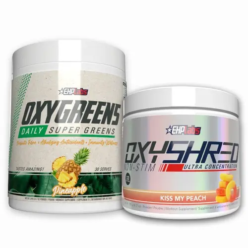 EHPlabs Nap Time Stack – OxyShred Non-Stim Caffeine-Free Pre-Workout + OxyGreens Super Greens | Train Any Time, Daily Greens