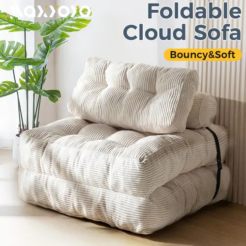 Maxyoyo Cloud  Sofa Bed 3-in-1 Foldable  Boneless Couch Guest Bed for sleepover Lounge Chair with Pillow Portable Foldable Mattress for Living Room, Dorm, Office