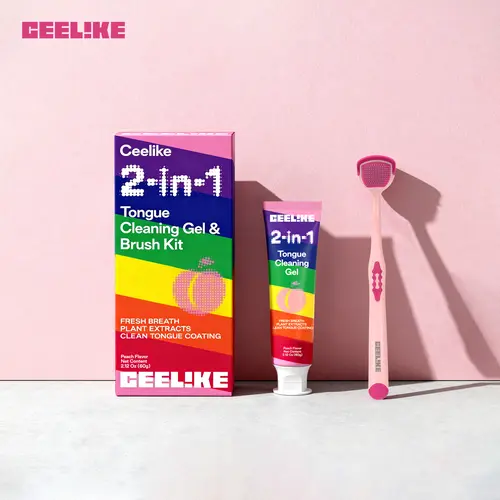 Ceelike Tongue Cleaner Kit - Water-Based Gentle Gel Clean Cleansing Brush, Antibacterial Oral Care Selfcare Accessory for Fresh Breath, Tongue Gel Cleaner