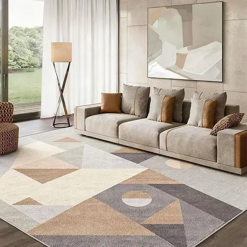 MUGORN 5x7 Durable Area Rug, Soft Fluffy Crochet Rug with Traditional Geometric-Floral Motif, Low-Pile Anti-Skid Machine Washable Carpet for Bedroom, Living Room