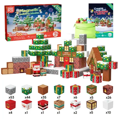 TIMETOME Magnetic Building Blocks Sets - 100/150/200 PCS Interlocking Building Blocks with Stays-Put Magnets, STEM Montessori Sensory Toys for 4-8 Years Boys/Girls, Birthday Gift, Sohochic