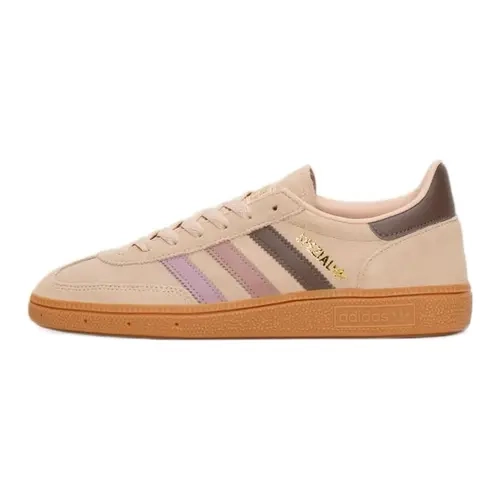Women's Adidas Handball Spezial Flat Sneakers - Retro-Inspired, Halo Blush & Mauve Clay, Signature 3-Stripes, Comfortable Fit, Versatile, Everyday Wear, Fashionable Casual, Trendy Walking