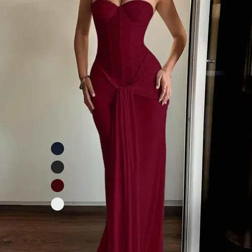 Elegant Strapless Dress, Women Bodycon Slim Fit Maxi Dress, Formal Wear, Perfect for Formal Parties & Special Occasions