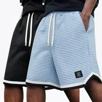 2 Pack Plus Size Men's Waffle Knit Shorts - Elastic Drawstring Waist Casual Summer Shorts with Breathable Soft Fabric, Solid Color Versatile Design, Plus Size Men's Shorts Gray Mens Tropical Menswear Big short shorts,father'sdaygifts