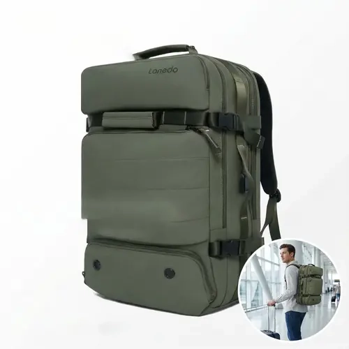 Large-Capacity Heavy-Duty Expandable Rucksack Backpack - Airline Approved Carry-On with Multi Pockets, Laptop Slot, Wet Bag, USB Ports for Business Travel