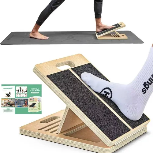 Summerwins Portable Wood Slant Balance Board - Adjustable Incline Foot Stretcher, Customizable, Enhances Flexibility, Pilates Workout Tool, Home PT Ready, On-the-Go Training, Versatile Use for Fitness Enthusiasts (Calf, Knee, Ankle, Heel Care)