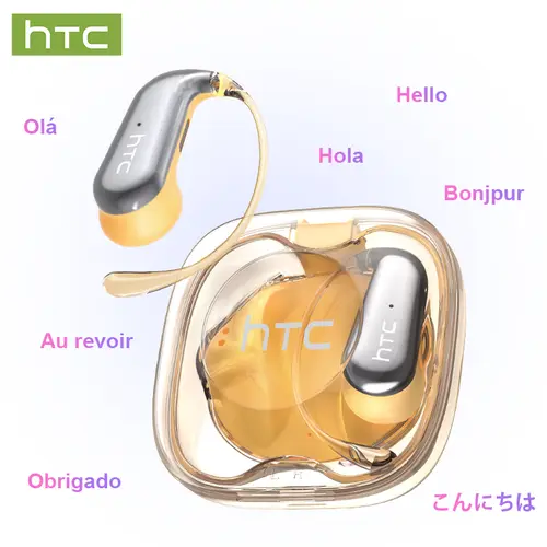 HTC NE38 OWS AI Multifunctional Earbuds - Bluetooth 6.0 Headphones Bluetooth, 134-Language Real-Time Translation Earphone, IPX5 Water Resistant, Hi-Fi Sound Quality Audio, Built-In Mic, Hands-Free Calls, App Included, Ideal for Exercise, Meetings