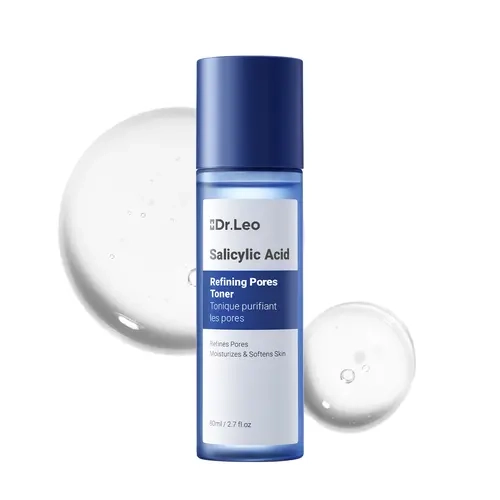 Dr.Leo Salicylic Acid Toner with AHA-BHA, Hyaluronic Acid - Cruelty-Free, Fragrance-Free, Gentle Toner for Adults' Acne-Prone & All Skin Types, Pore Refining, Oil Control, Hydrating, Whitehead Remover, Smooth Sensitive Skin Care
