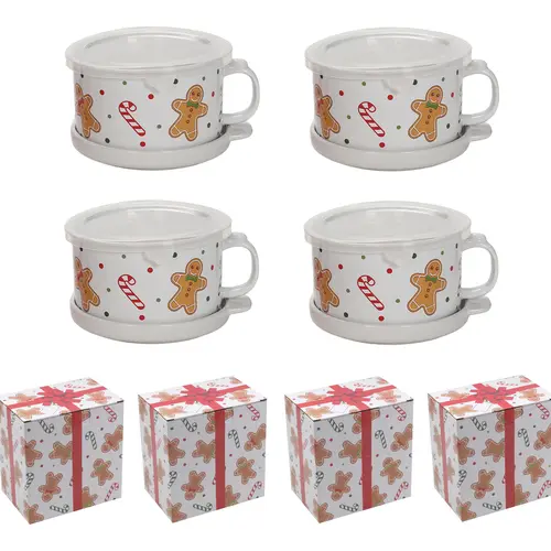 Temp-tations Set of (4) 25-oz Mug Meals w/ Lid-its & Gift Boxes