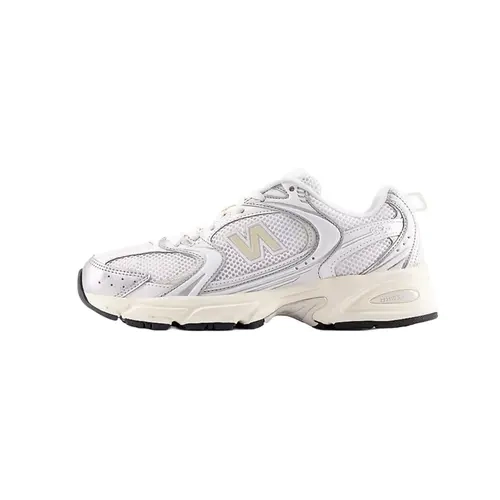 NEW BALANCE 530 Unisex Genuine Running Shoes - Silver Metallic Linen Mesh Base Keeps Feet Feeling Light, ABZORB Cushioning, Linen Beige Accents, Retro Vibe, Outdoor Sporty Running Walking Shoes for Daily Use