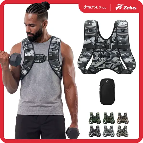 ZELUS Urban Tactical Military-Style Weighted Vest 6–30lb Camo with Reflective Stripe Detachable Phone Pouch & Adjustable Straps for Walking Workout Motivation & Strength Training|#TikTokShopFallDealsForYou