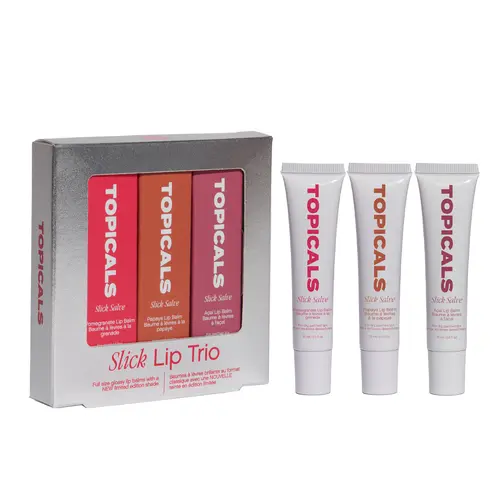 Topicals Slick Lip Trio - Vegan & Crueltyfree 3-in-1 Box Set Moisture Treatments with Pomegranate, Acai, Papaya Shades, Barrier Support, Assorted Flavors for Smooth, Glossy Lips (Berry Combo)