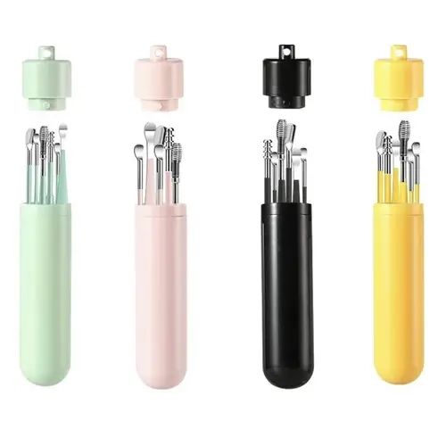 6-Count Home-Use Ready Earwax Removal Tool Set with Storage Tube, Ear Spoons, Ear Picks, Curette for Personal Care, Earwax Removal Tools