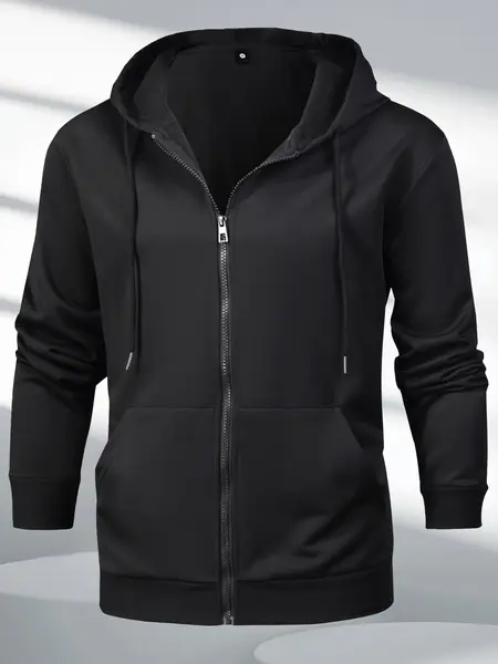 Men's spring and autumn lightweight regular-fit long-sleeve personalized pocket zipper hoodie fashion casual sports outdoor men's thin jacket shirt coat, suitable for leisure, sports, running, fitness, and outdoor activities.