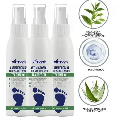 3-Pack Tea Tree Oil Moisturizing Foot Lotion Spray - Antibacterial, Dual Action, Sensitive Skin, Soothing, Odor Control, Phellodendron Amurense Bark Extract, Spray-On Application, Daily Adult Care, Christmas Gift for Nail Fungus & Dry Feet