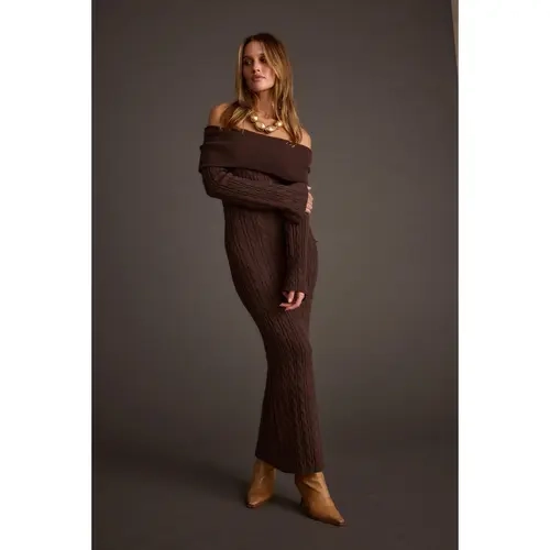 Rhiannon Espresso Sweater Maxi Dress Womenswear Fitted