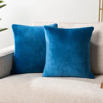 PAVILIA Throw Pillow Covers Set of 2, Decorative Pillow Cases for Bed Sofa Couch, Boho Aesthetic Accent Decor Cushion for Bedroom Living Room, Velvet Square Euro Sham Covers, 18x18 and 20x20