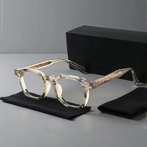 EUNOIALENS Unisex Style Non-Prescription Bluelight Blocking Glasses Fashion - Retro Full-Rim Square Eyed Glasses, Anti-Blue Lenses, Accessory Eyewear, Stylish Trendy Comfortable, Ideal for Work/Casual Use, Easy Choice