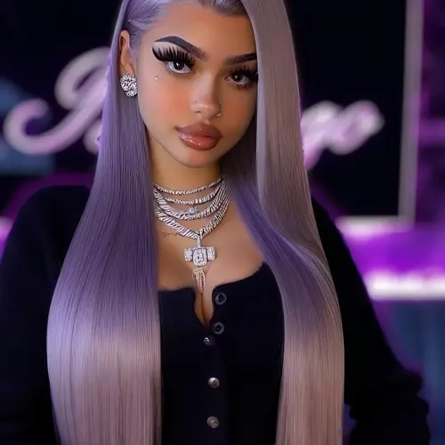 Lavender Synthetic Lace Front Wig, Fashion Wig, Premium Synthetic Hair, Straight Hair, Natural Density, Pre-Balayed, 13x4 HD Transparent Lace, Party Halloween Costume, 28 Inches, Pre Plucked Wigs