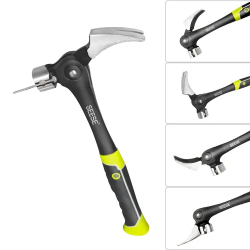 SEESE 16oz Claw Hammer, with Magnetic Nail Starter, Forged Steel Head, Multi-Angle Rip Claw, Shock-Absorbing TPR Grip, Heavy Duty Framing & DIY Hammer, Halloween gifts