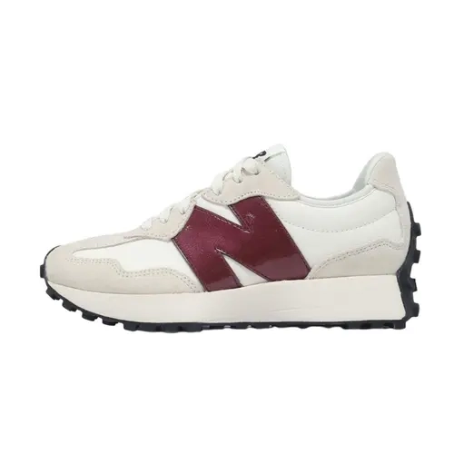 NEW BALANCE Women's 327 White Dark Red Casual Sneakers - Breathable, Versatile Daily Active Footwear, Ideal for Running, Walking