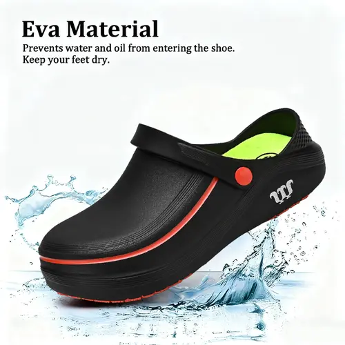 Mule slippers,beach shoes,Chef work shoes wide toe shoes- new product,anti slip, oil resistant, waterproof,  affordable work shoes,comfortable, easy to put on and take off, suitable for kitchen, nursing, and catering work. Black.Men's and women's shoes