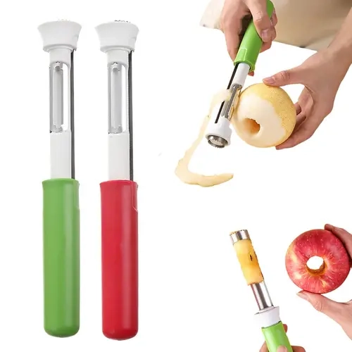 2 in 1 Apple Corer and Peeler, Apple Core Removal Tool, Stainless Steel Fruit Corer, Apple Seed Remover for Cored Apples, Pears, Bell Peppers and Cakes, Kitchen Gadget for Fruit and Vegetable
