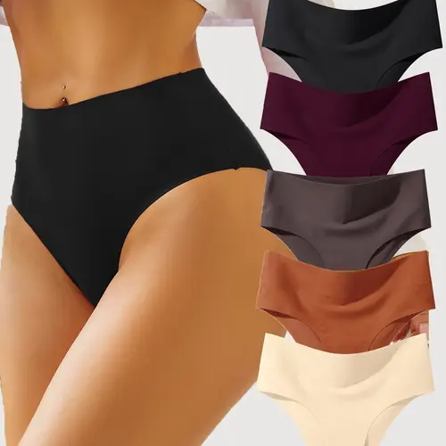 5-Pack High-Waisted Shapewear Women's Triangle Panties, Seamless Smooth Daily Belly Control Underwear, Comfortable and Stylish