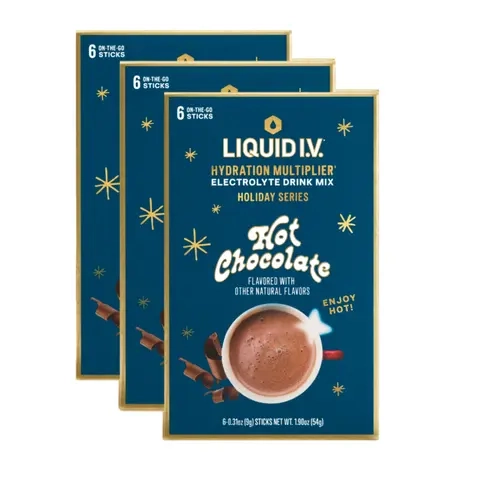 Liquid I.V. Hydration Multiplier - Limited Edition Hot Chocolate - Hydration Powder Packets | Electrolyte Powder Drink Mix | Convenient Single-Serving Sticks | 3 Pack (18 Servings)​