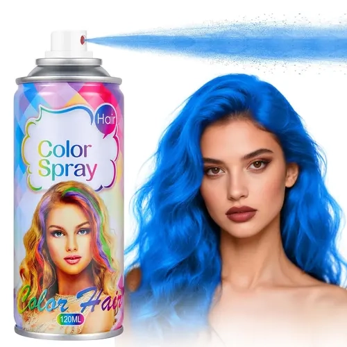 Temporary No Bleach Hair Color Spray - 120ml Funny Haircare for Children, Male, Cosplay, Natural Washable Blue Dye, 1-Day Use