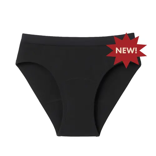 The Period Company Teen's Sporty Heavy-Flow Period Bikini - 3pack Minimalist Plain Solid Color Seamless Look Seamless Cotton-Spandex Nylon Underwear, Breathable Comfy Innerwear for Sports & Outdoor Use