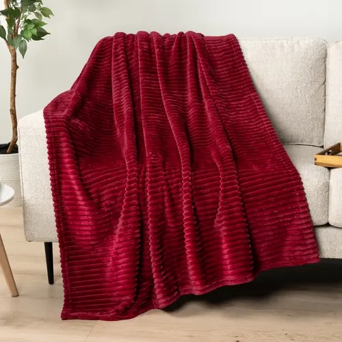 Ribbed Fleece Throw Blanket