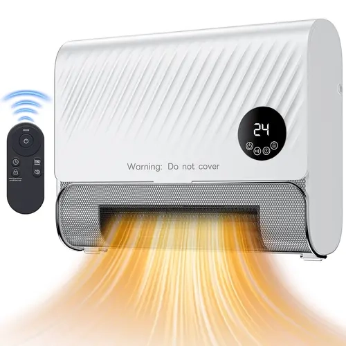 1500W Power Modern Rectangular Smart Wall-Mount Electric Panel Heater, 120V Compact Form Indoor Heater with Remote Control, 3 Fan Speeds, Overheat Shut-Off, 1-12H Timer, for Bedroom, Living Room (Modern Home Decor Fit)