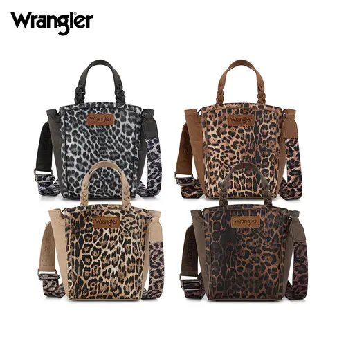 Wrangler Leopard Print Tote Crossbody Bag for Women High Capacity PU Leather Suede Texture Durable Everyday Use TikTokShopJumpstartSale