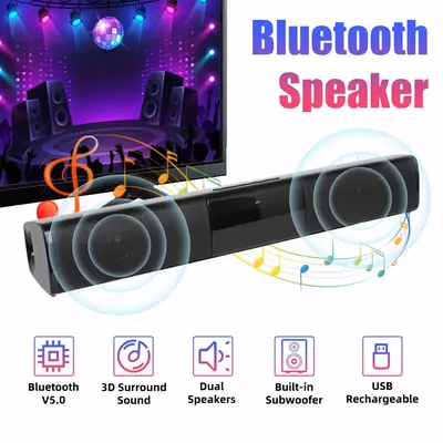 BS-28A Bluetooth 5.0 Sound Bar Speaker 10W Dual 5W Speakers IPX4 Water-Resistant 2000mAh Battery for Smart TV Home Theater